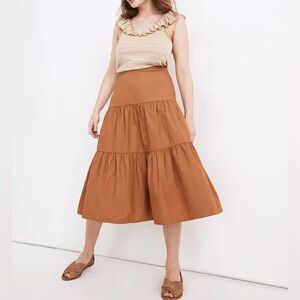 Madewell Poplin Tiered Midi Skirt